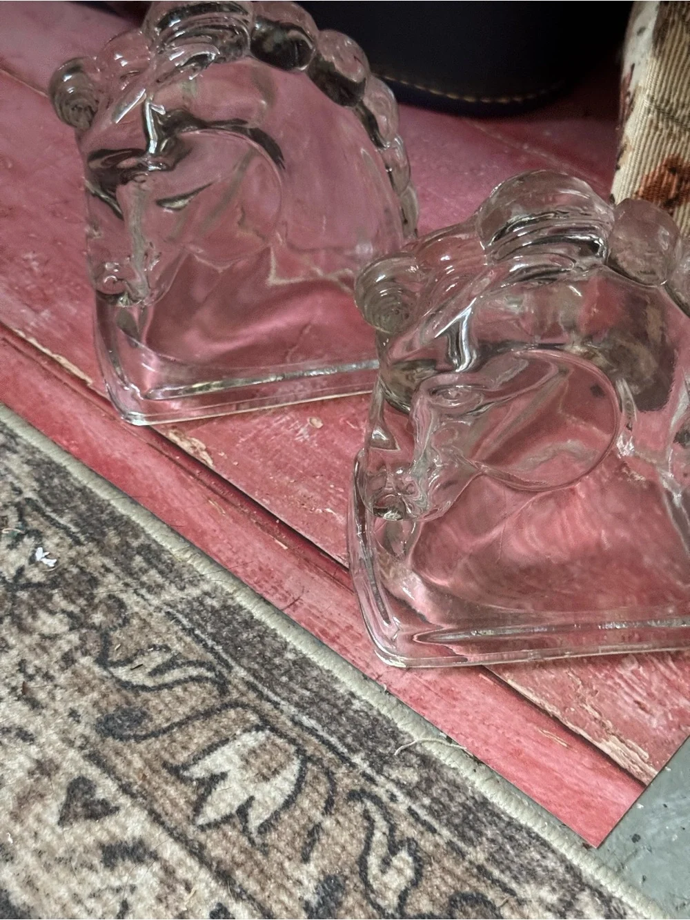 Vintage Clear Glass Horse Head Bookends | Equestrian Decor Set of 2